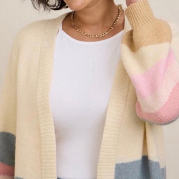 ๐๐
Chunky Cardigan Open Front Sweater 1 1X 14 16 NWT Torrid New Cream Beige Sun - Picture 4 of 5